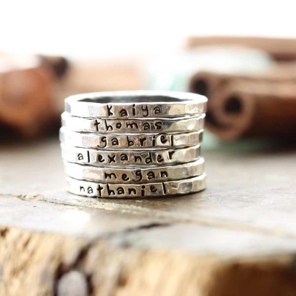 Silver Stamped Stacking Rings