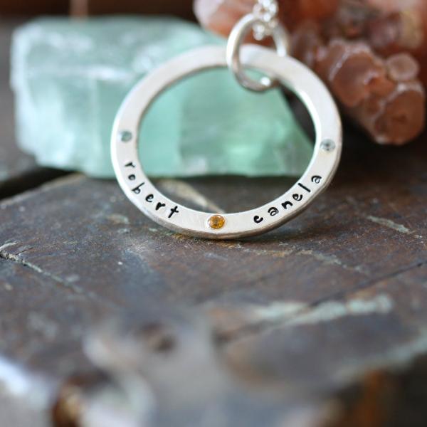For Eternity Gemstone Silver Ring Necklace
