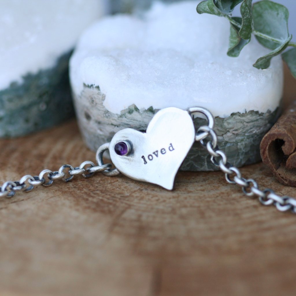 You Are Loved Birthstone Silver Bracelet