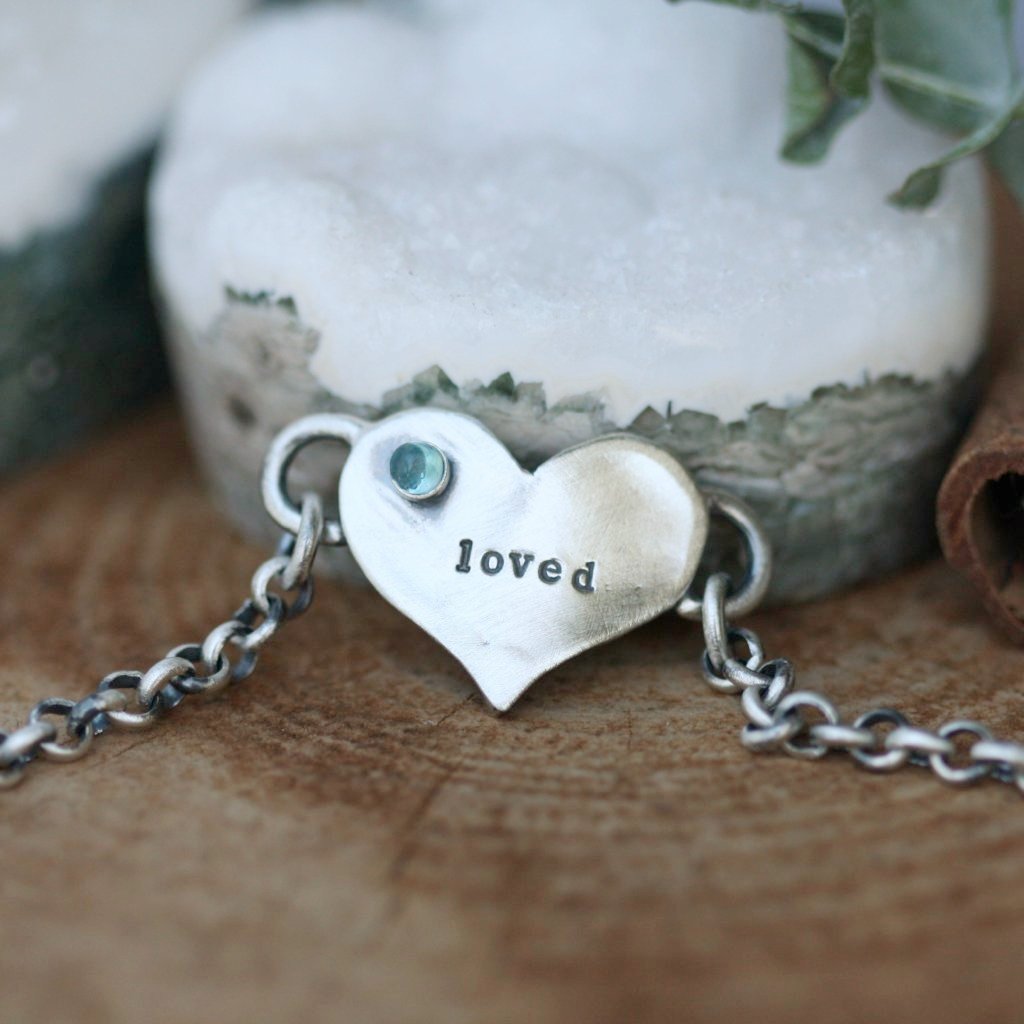 You Are Loved Birthstone Silver Bracelet