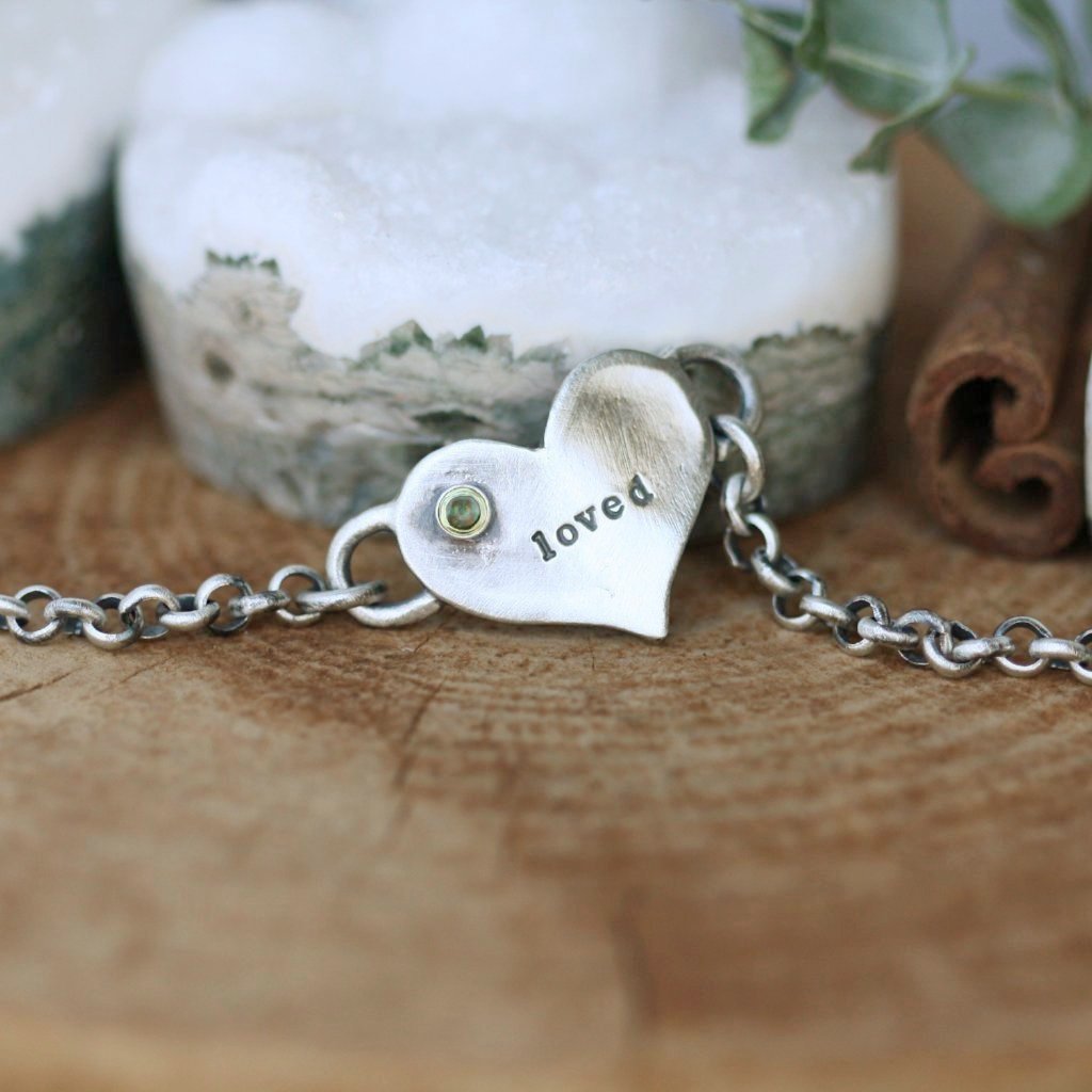 You Are Loved Birthstone Silver Bracelet