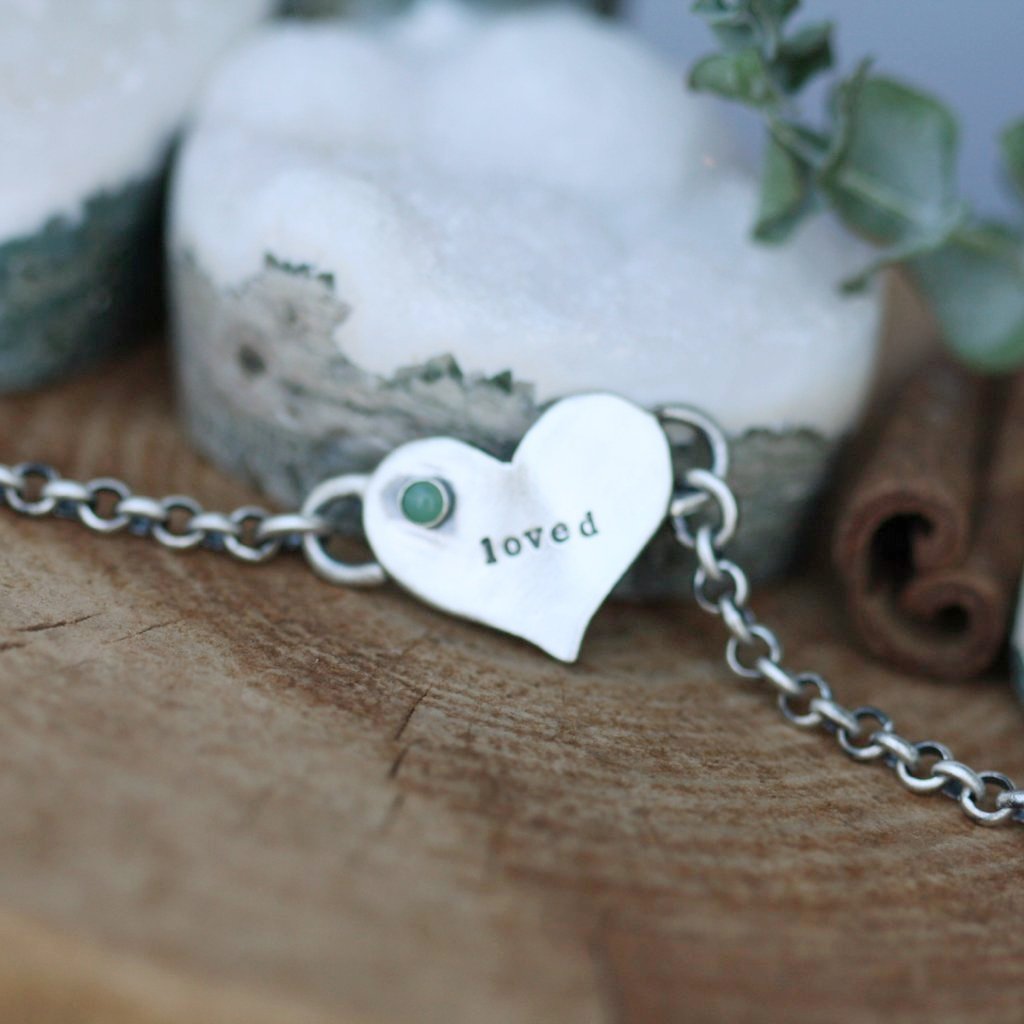 You Are Loved Birthstone Silver Bracelet