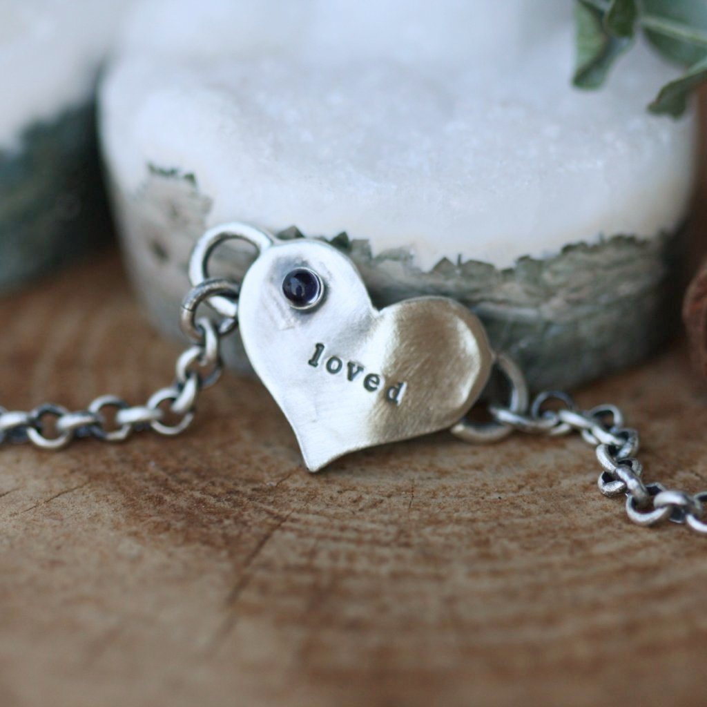 You Are Loved Birthstone Silver Bracelet