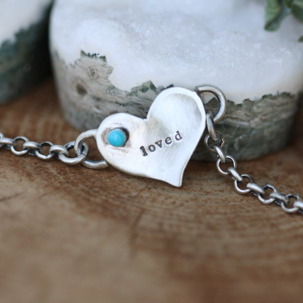 You Are Loved Birthstone Silver Bracelet