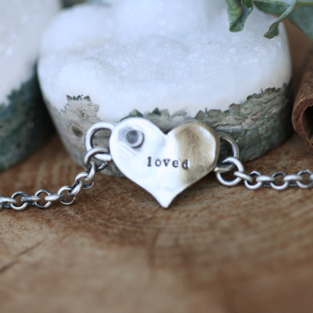 You Are Loved Birthstone Silver Bracelet