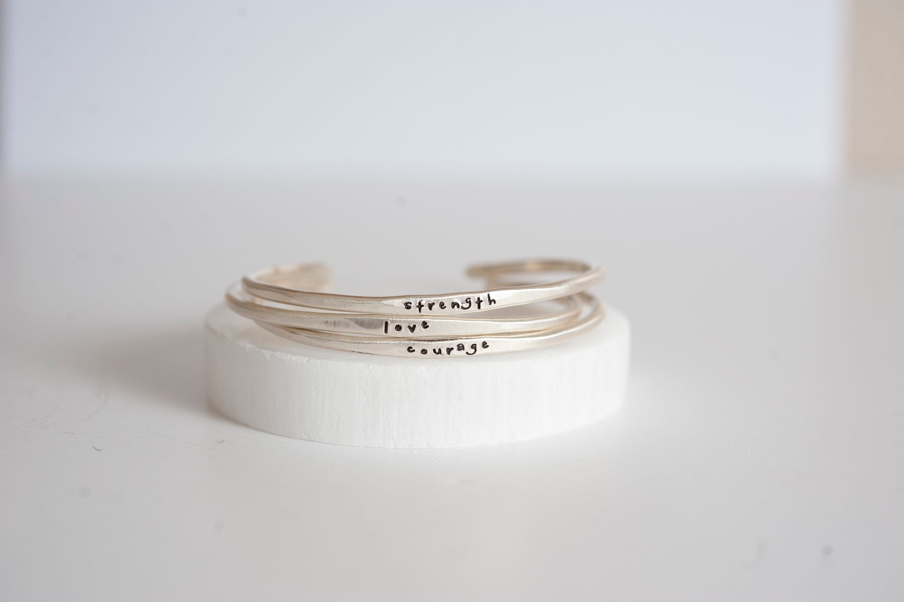 The Power of Words Silver Stacking Cuff Bracelet