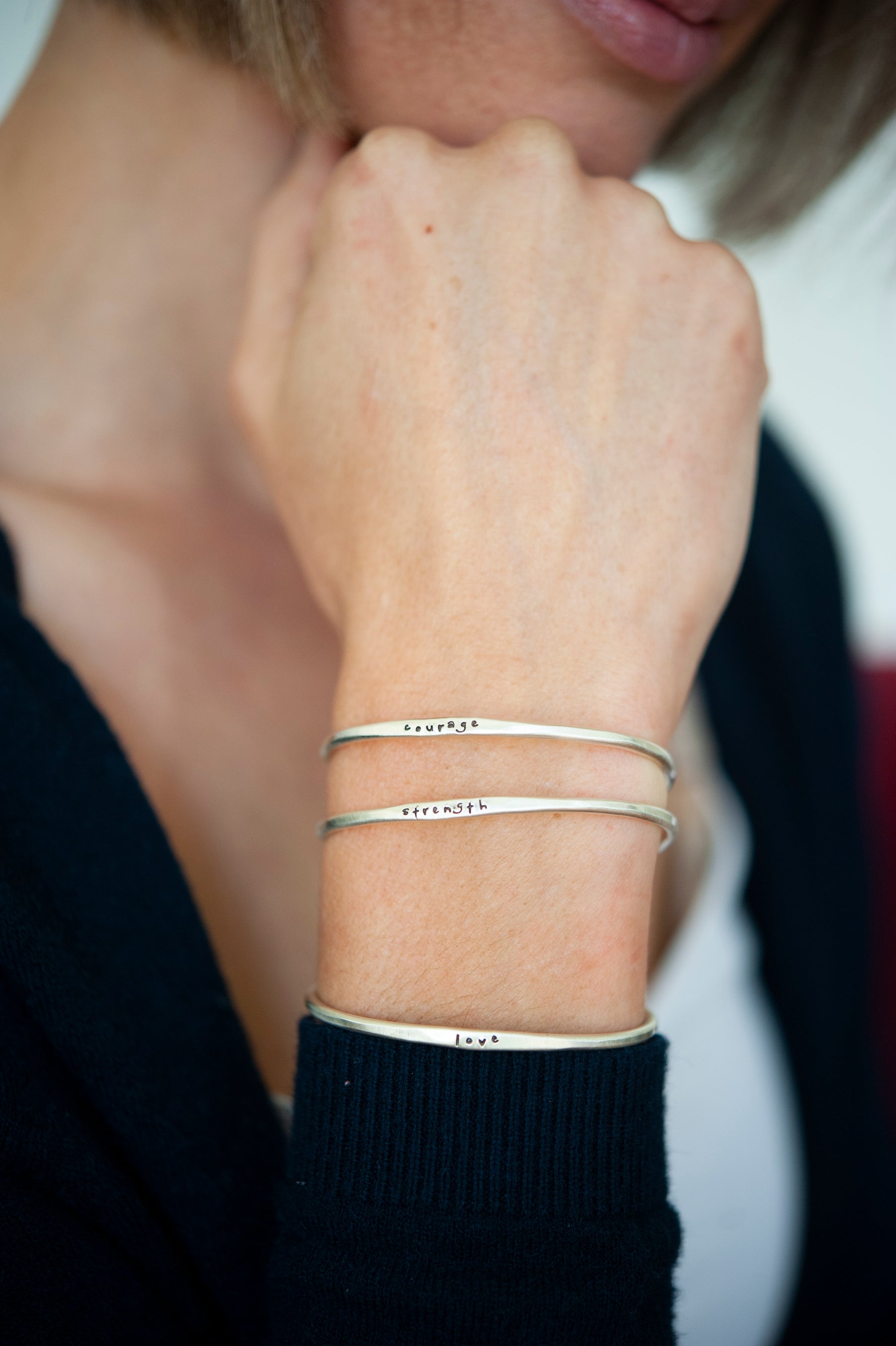 The Power of Words Silver Stacking Cuff Bracelet