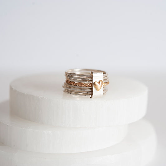 14k gold and sterling silver Bound By Love Mixed Metal Ring Set